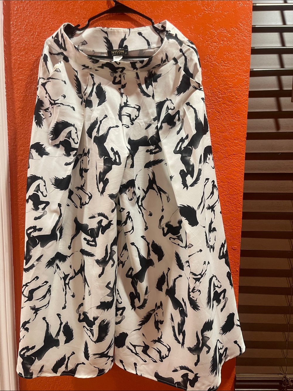 Black & White Horse-Print Circle Skirt